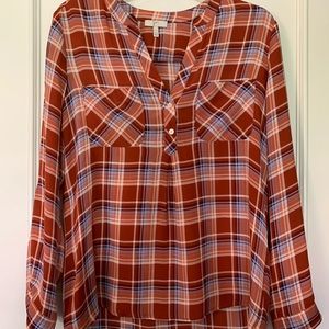 Joie Plaid Silk Blouse